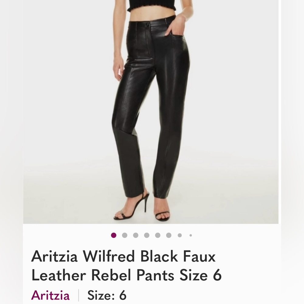 Aritzia Wilfred Black Faux Leather Rebel Pants size 6 NWT